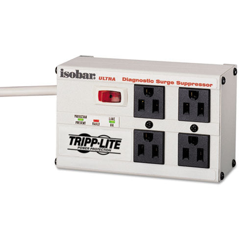 Isobar Surge Protector, 4 Outlets, 6 Ft Cord, 3330 Joules, Metal Housing