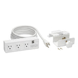 Three-outlet Surge Protector With Two Usb Ports, 10 Ft Cord, 510 Joules, White