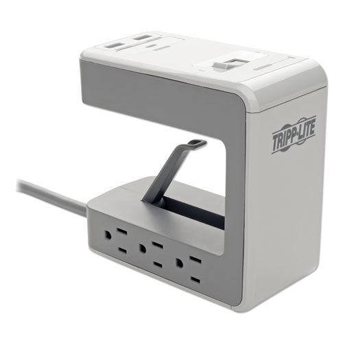 Six-outlet Surge Protector With Two Usb-a And One Usb-c Ports, 8 Ft Cord, 1080 Joules, Gray