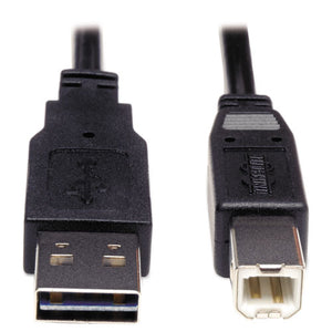 Universal Reversible Usb 2.0 Cable, Reversible A To B (m-m), 6 Ft., Black