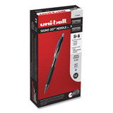 Signo 207 Needle Point Retractable Gel Pen, 0.7mm, Blue Ink, Black Barrel, Dozen