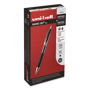 Signo 207 Retractable Gel Pen, 1mm, Black Ink, Translucent Black Barrel, Dozen