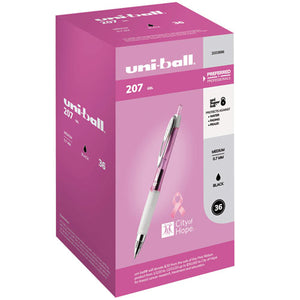 207 Retractable Gel Pen Office Pack, 0.7 Mm, Black Ink, Pink Barrel, 36-pack