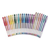 Stick Gel Pen, 17 Micro; 7 Med, Assorted Ink, Clear Barrel, 24-set