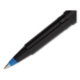 Stick Roller Ball Pen, Micro 0.5mm, Blue Ink, Black Barrel, 72-pack