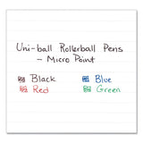 Stick Roller Ball Pen, Micro 0.5mm, Blue Ink, Black Barrel, 72-pack