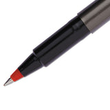 Deluxe Stick Roller Ball Pen, Micro 0.5mm, Red Ink, Metallic Gray Barrel, Dozen