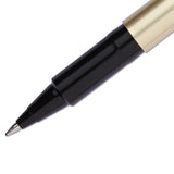 Deluxe Stick Roller Ball Pen, Fine 0.7mm, Black Ink, Champagne Barrel, Dozen