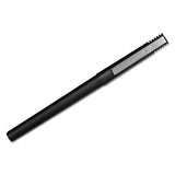 Stick Roller Ball Pen, Micro 0.5mm, Green Ink, Black Matte Barrel, Dozen