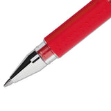 Signo Grip Stick Gel Pen, Medium 0.7mm, Red Ink, Silver-red Barrel, Dozen