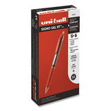 Signo Retractable Gel Pen, 0.7mm, Red Ink, Red-metallic Barrel, Dozen