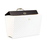 Expanding File Box, 5.25" Expansion, 19 Sections, Letter Size, White-black-gold