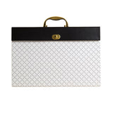 Expanding File Box, 5.25" Expansion, 19 Sections, Letter Size, White-black-gold