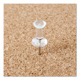 Standard Push Pins, Plastic, Clear, Silver Pin, 7-16", 200-pack