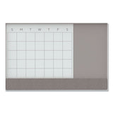 3n1 Magnetic Glass Dry Erase Combo Board, 24 X 18, Month View, White Surface And Frame