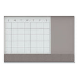 3n1 Magnetic Glass Dry Erase Combo Board, 36 X 24, Month View, White Surface And Frame