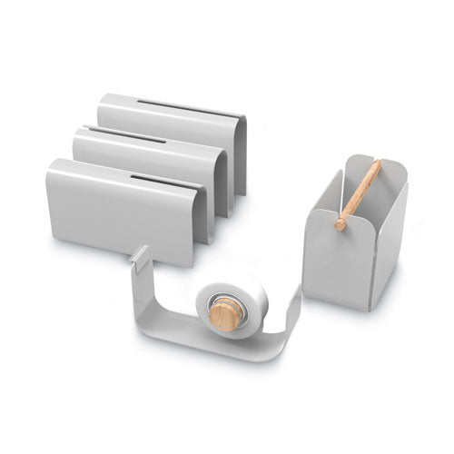 Arc Desktop Organization Kit, Letter Sorter-tape Dispenser-utility Cup, Gray