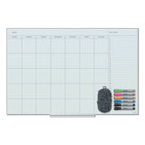 Floating Glass Dry Erase Undated One Month Calendar, 36 X 36, White