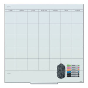 Floating Glass Dry Erase Undated One Month Calendar, 36 X 36, White