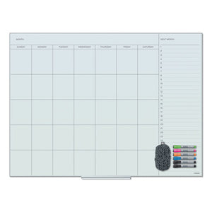 Floating Glass Dry Erase Undated One Month Calendar, 48 X 36, White