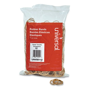 Rubber Bands, Size 12, 0.04" Gauge, Beige, 1 Lb Box, 2,500-pack