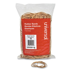 Rubber Bands, Size 18, 0.04" Gauge, Beige, 1 Lb Box, 1,600-pack
