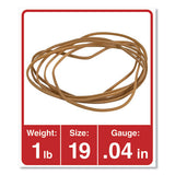 Rubber Bands, Size 19, 0.04" Gauge, Beige, 1 Lb Bag, 1,240-pack