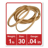 Rubber Bands, Size 30, 0.04" Gauge, Beige, 1 Lb Box, 1,100-pack
