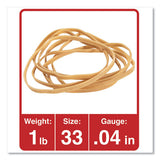 Rubber Bands, Size 33, 0.04" Gauge, Beige, 1 Lb Box, 640-pack