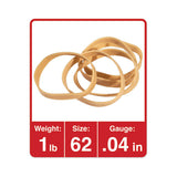 Rubber Bands, Size 62, 0.04" Gauge, Beige, 1 Lb Box, 490-pack