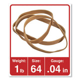 Rubber Bands, Size 64, 0.04" Gauge, Beige, 1 Lb Bag, 320-pack