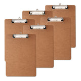 Hardboard Clipboard, 1-2" Capacity, Holds 8 1-2w X 12h, Brown, 6-pack