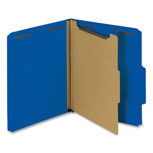 Bright Colored Pressboard Classification Folders, 1 Divider, Letter Size, Cobalt Blue, 10-box
