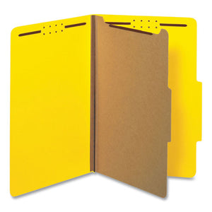 Bright Colored Pressboard Classification Folders, 1 Divider, Legal Size, Yellow, 10-box