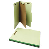 Four-section Pressboard Classification Folders, 1 Divider, Letter Size, Green, 10-box