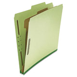 Four-section Pressboard Classification Folders, 1 Divider, Letter Size, Green, 10-box