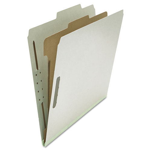 Four-section Pressboard Classification Folders, 1 Divider, Letter Size, Gray, 10-box