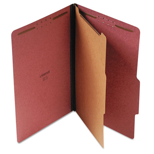 Four-section Pressboard Classification Folders, 1 Divider, Legal Size, Red, 10-box