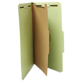 Four-section Pressboard Classification Folders, 1 Divider, Legal Size, Green, 10-box