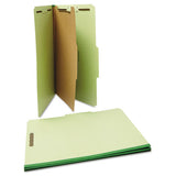Four-section Pressboard Classification Folders, 1 Divider, Legal Size, Green, 10-box