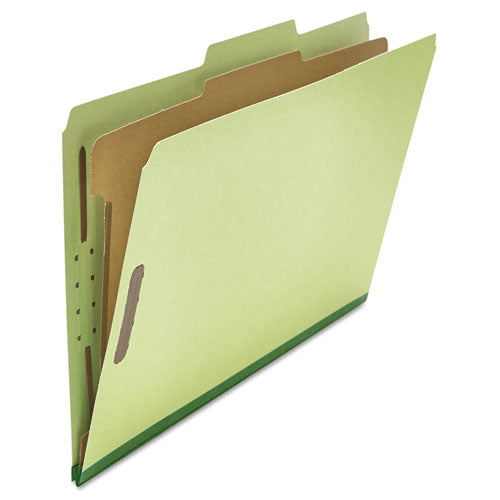 Four-section Pressboard Classification Folders, 1 Divider, Legal Size, Green, 10-box