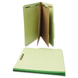 Six--section Pressboard Classification Folders, 2 Dividers, Letter Size, Green, 10-box