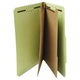 Six--section Pressboard Classification Folders, 2 Dividers, Letter Size, Green, 10-box