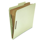 Six--section Pressboard Classification Folders, 2 Dividers, Letter Size, Gray-green, 10-box