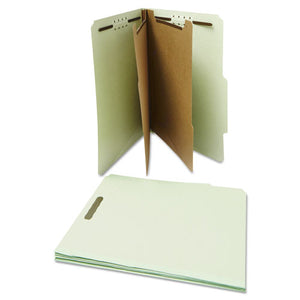 Six--section Pressboard Classification Folders, 2 Dividers, Letter Size, Gray-green, 10-box