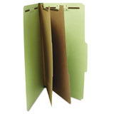 Six--section Pressboard Classification Folders, 2 Dividers, Legal Size, Green, 10-box
