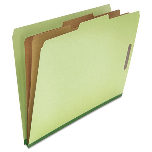 Six--section Pressboard Classification Folders, 2 Dividers, Legal Size, Green, 10-box