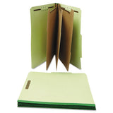 Eight-section Pressboard Classification Folders, 3 Dividers, Letter Size, Green, 10-box