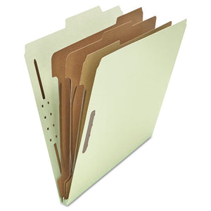 Eight-section Pressboard Classification Folders, 3 Dividers, Letter Size, Gray-green, 10-box