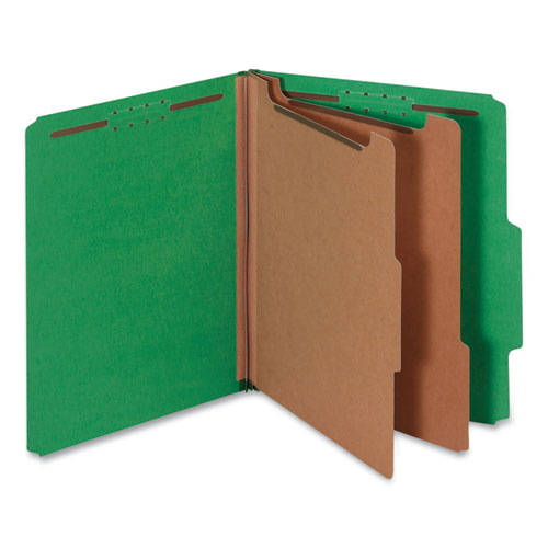 Bright Colored Pressboard Classification Folders, 2 Dividers, Letter Size, Emerald Green, 10-box